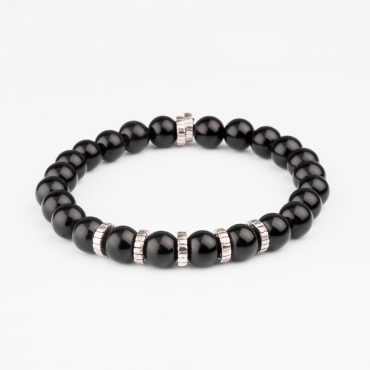 black shiny onyx bracelet with 925 silver
