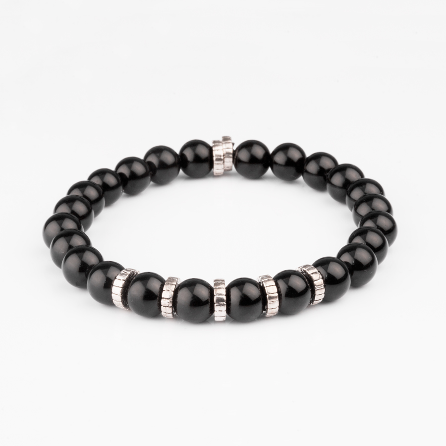 Black Onyx & Silver Elements Bracelet - Anca's Jewelry