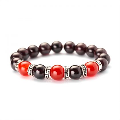 925 silver bracelet with red beads