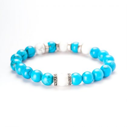 white and blue stones man bracelet